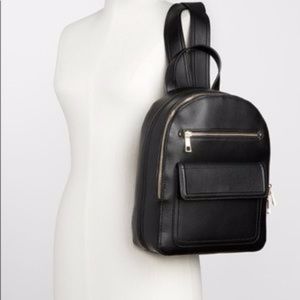 Black Faux Leather Dome Backpack